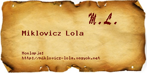 Miklovicz Lola névjegykártya